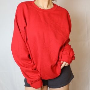 Red oversized crewneck sweater